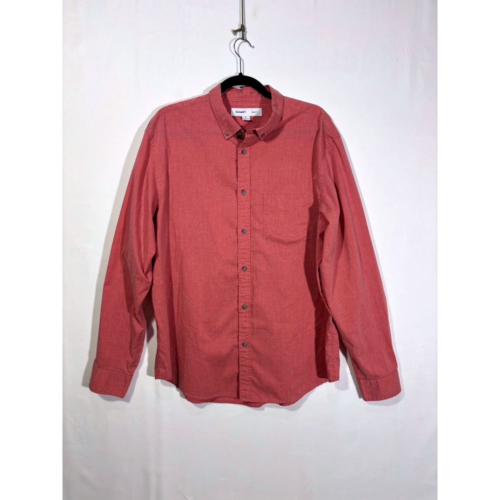 Minimalist Preppy Classic Casual Old Navy Button Down Shirt Mens XL Red